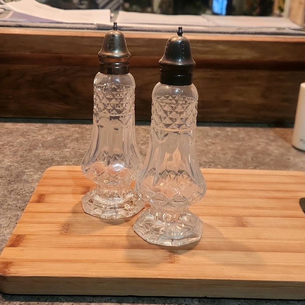 Tall Crystal Salt and Pepper Shakers